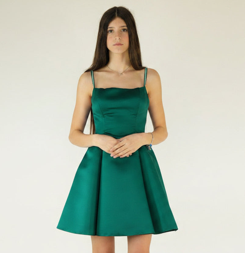 Rochie scurta din tafta cu bretele - idyllicstore