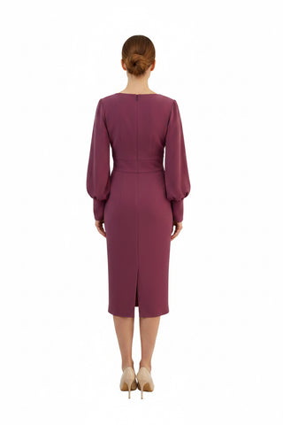 Rochie din crep cu maneca lunga