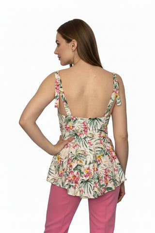 Top din In 100% cu Bretele Reglabile și Peplum Cloș
