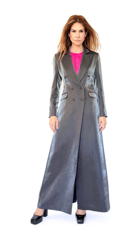 Pardesiu cambrat din vascoza cu detaliu corset pe spate