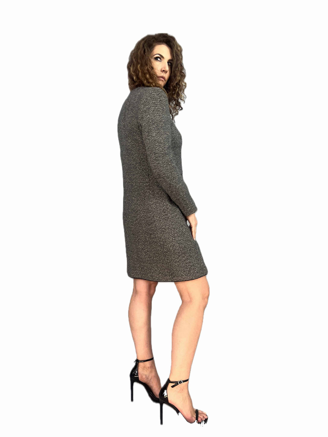 Pardesiu gri  din lana cu detalii negre 2 - idyllicstore