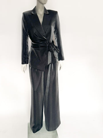 Blazer cambrat din viscoză peliculizată cu mâneci transformabile