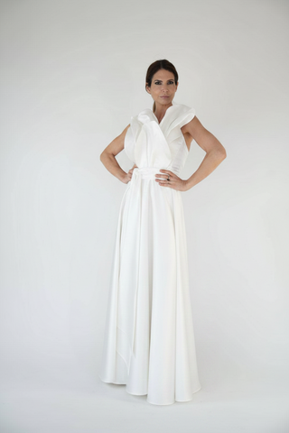 Rochie lunga cu aplicatii flacara pe bust