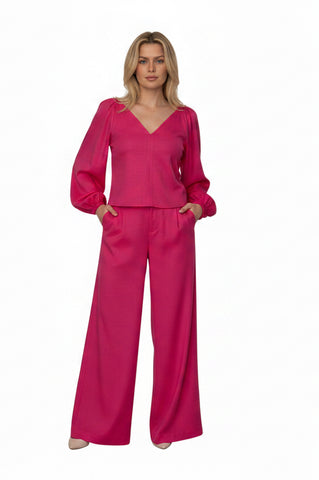Pantaloni Palazzo din In 100% cu Talie Înaltă