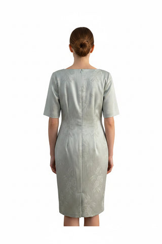 Rochie conica midi cu maneci scurte din brocard