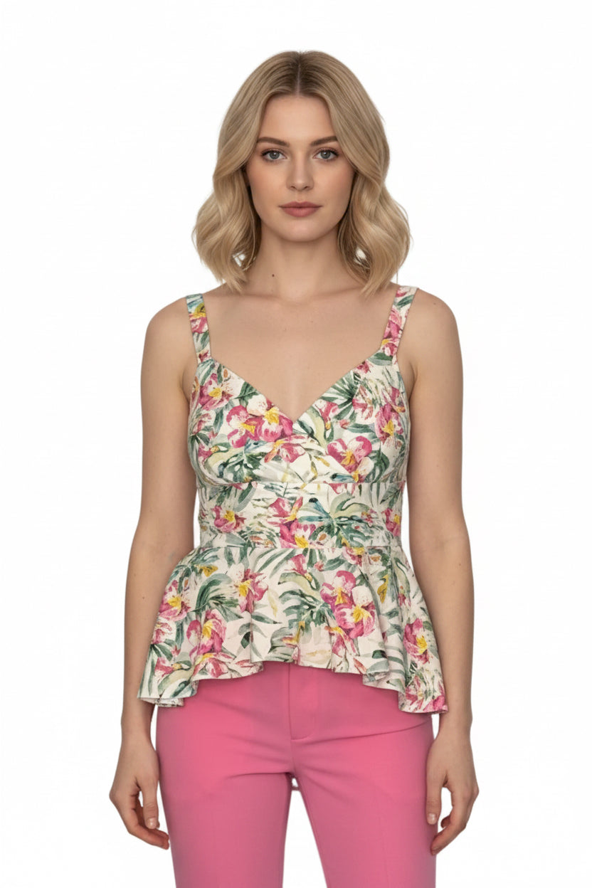 Top din In 100% cu Bretele Reglabile și Peplum Cloș