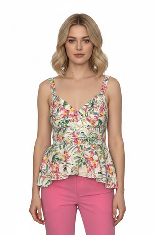 Top din In 100% cu Bretele Reglabile și Peplum Cloș