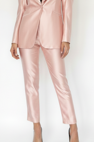 Pantaloni eleganți cu croială carrot din stofă de viscoză peliculizată
