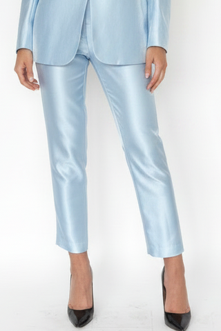 Pantaloni eleganți cu croială carrot din stofă de viscoză peliculizată
