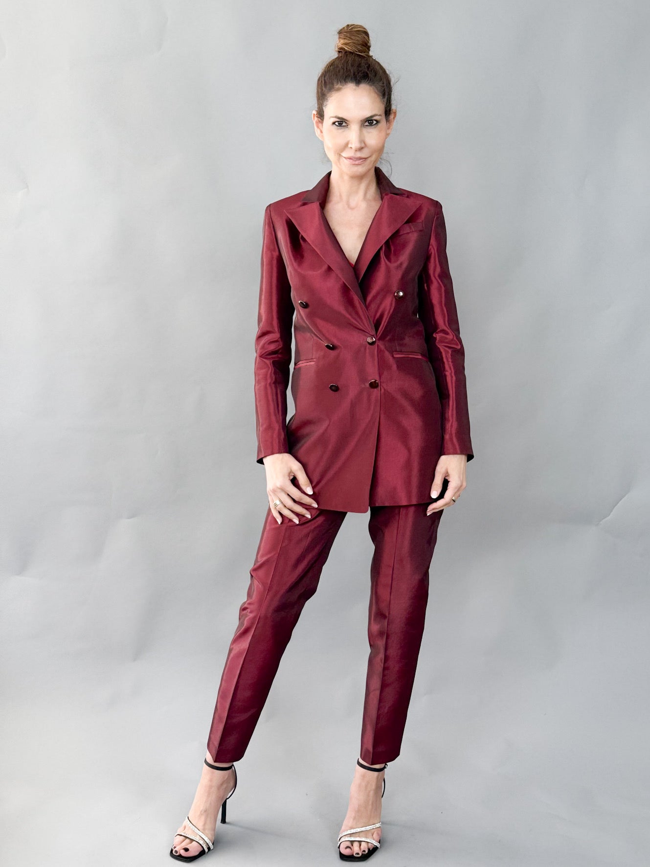 Blazer din tafta fina la doua randuri de nasturi - idyllicstore