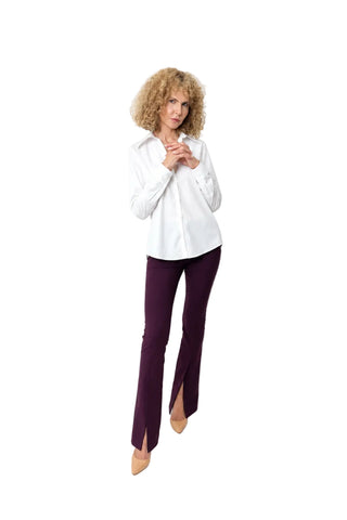 Pantaloni Cambrați din Bumbac cu Șliț Frontal și Croială Ușor Evazată - idyllicstore