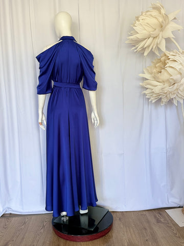 Rochie lungă elegantă cu umerii goi și fustă cloș - idyllicstore