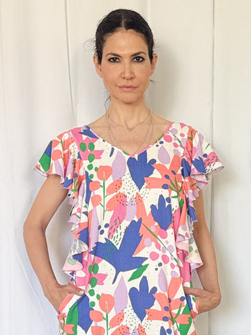 Rochie lejera din in imprimat - idyllicstore