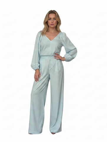 Pantaloni Palazzo din In 100% cu Talie Înaltă