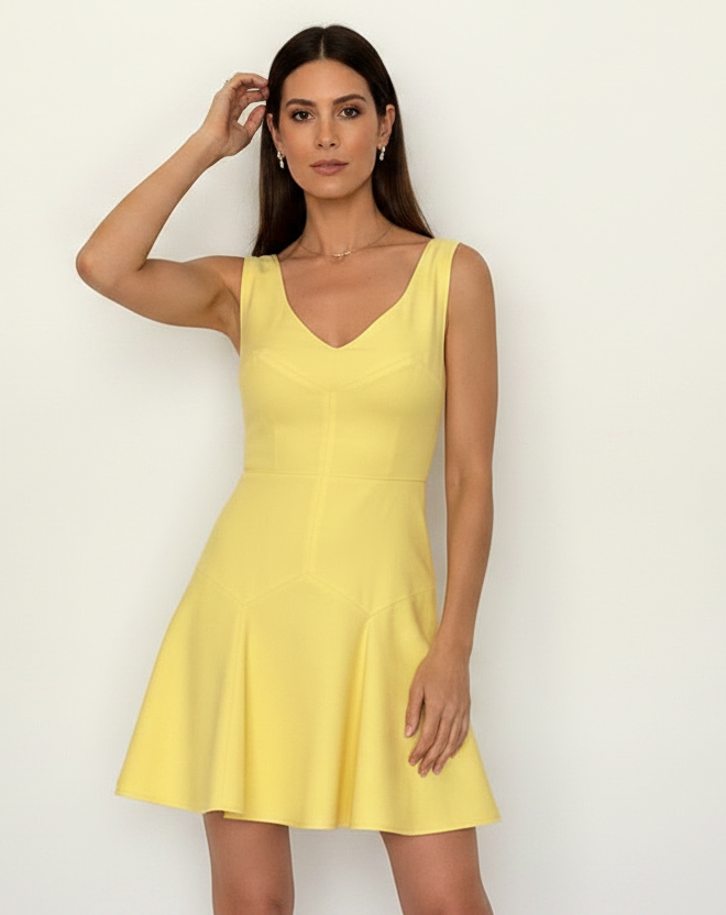 Rochie din In 100% Fără Mâneci cu Croială Geometrică