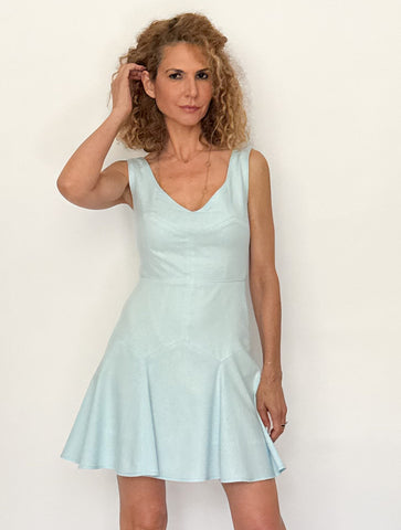 Rochie din In 100% Fără Mâneci cu Croială Geometrică