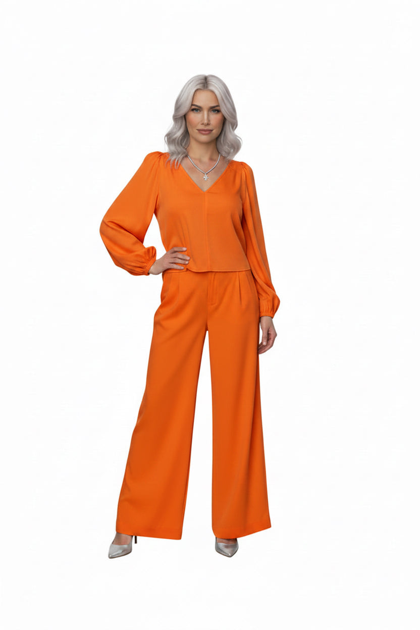Pantaloni Palazzo din In 100% cu Talie Înaltă