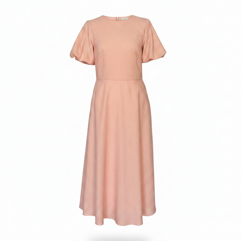 Rochie eleganta din in cu maneci bufante