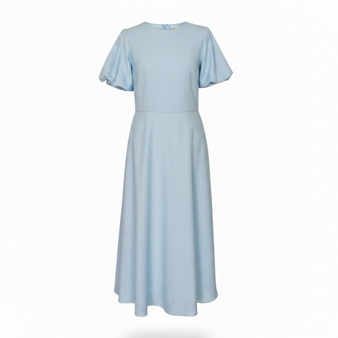 Rochie eleganta din in cu maneci bufante