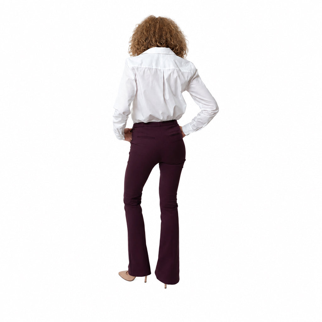 Pantaloni Cambrați din Bumbac cu Șliț Frontal și Croială Ușor Evazată - idyllicstore