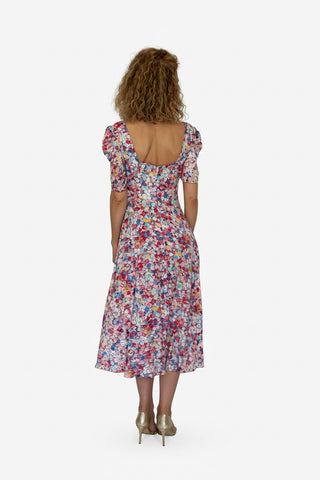 Rochie Midi din Vâscoză Imprimată cu Fustă Semicloș