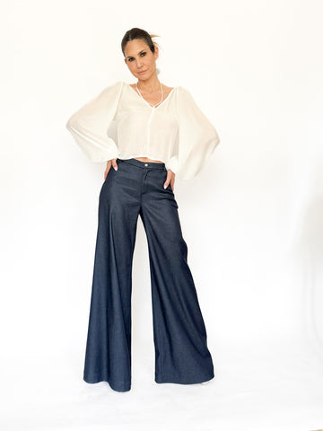Pantaloni largi tip blug