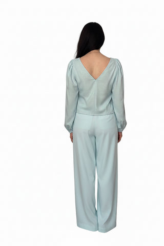 Pantaloni Palazzo din In 100% cu Talie Înaltă