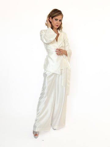 Blazer cambrat din viscoză peliculizată cu mâneci transformabile