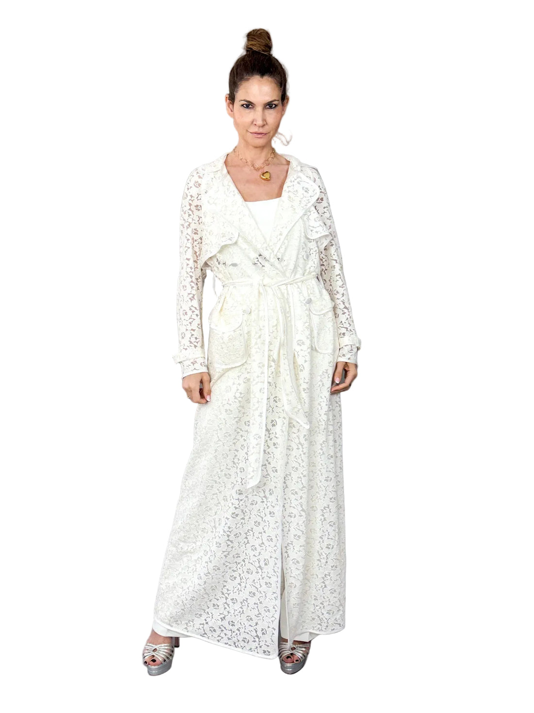 Trenci alb din dantela - idyllicstore
