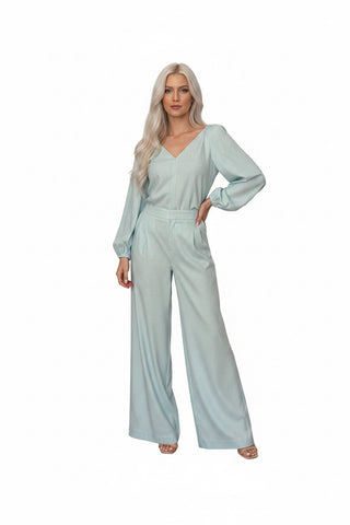 Pantaloni Palazzo din In 100% cu Talie Înaltă