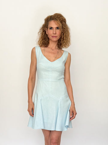 Rochie din In 100% Fără Mâneci cu Croială Geometrică