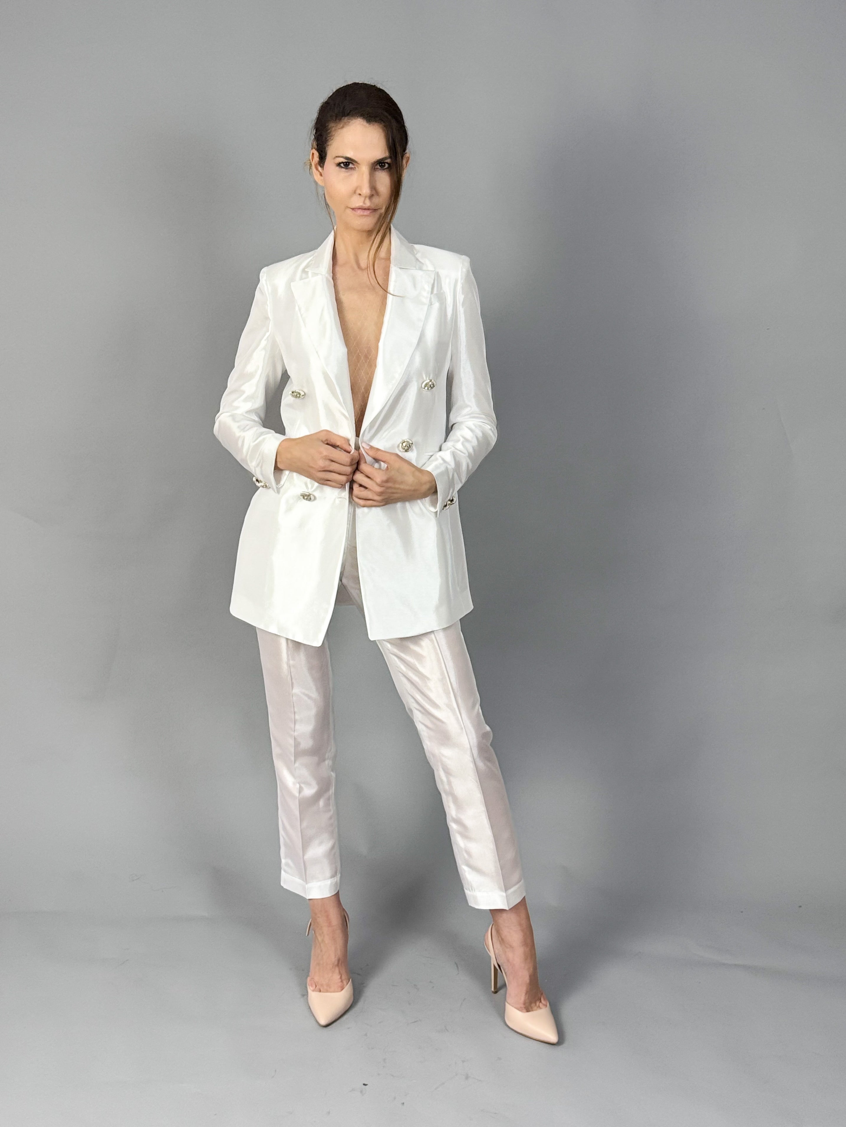 Blazer din tafta fina la doua randuri de nasturi - idyllicstore