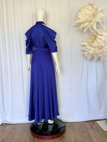 Rochie lungă elegantă cu umerii goi și fustă cloș - idyllicstore
