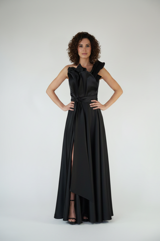 Rochie lunga cu aplicatii flacara pe bust