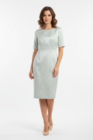 Rochie conica midi cu maneci scurte din brocard