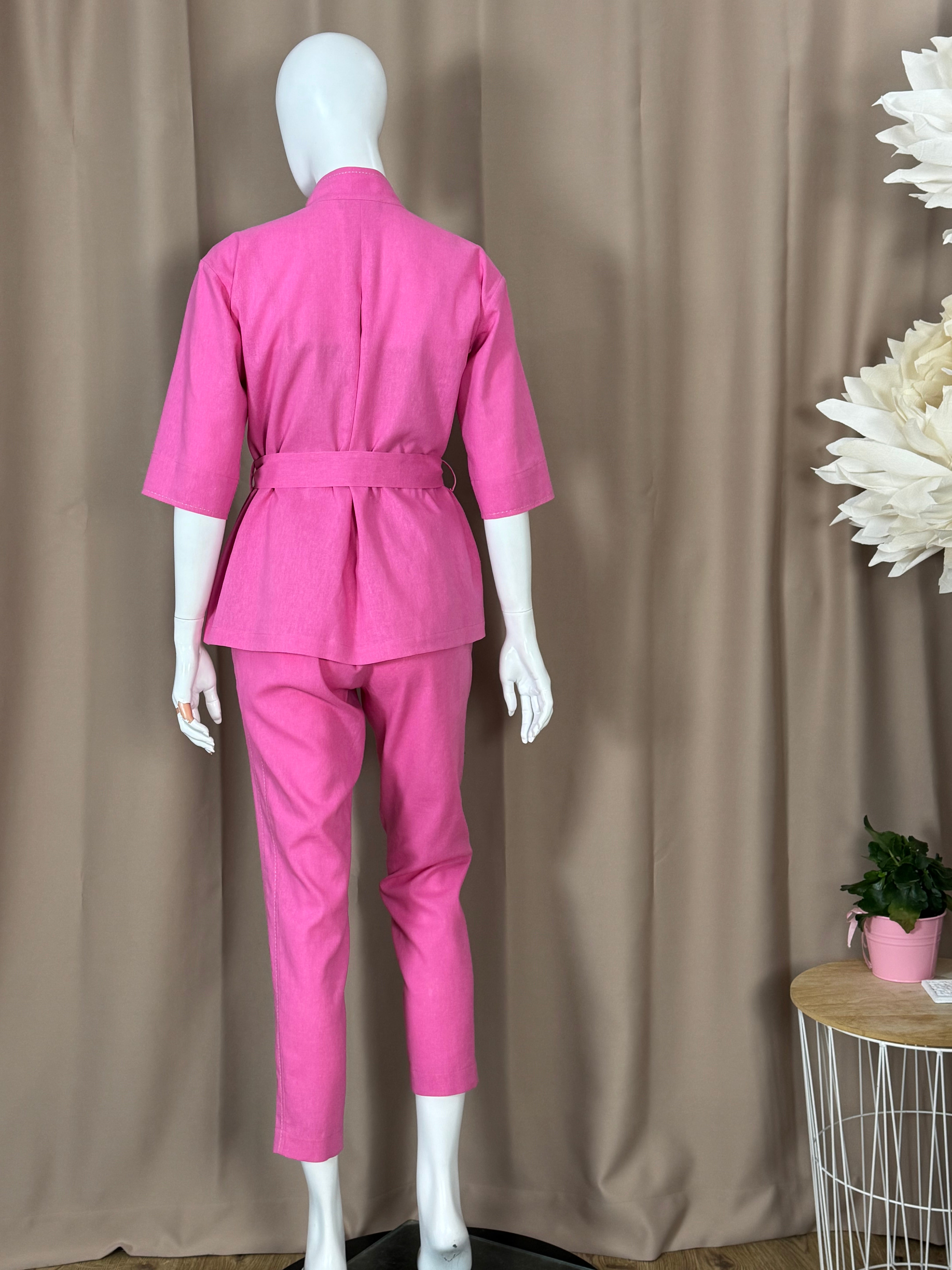 Blazer din in cu broderie contrast - idyllicstore