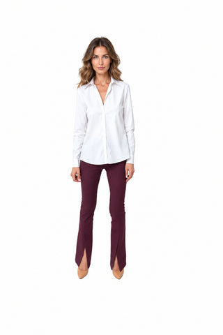 Pantaloni Cambrați din Bumbac cu Șliț Frontal și Croială Ușor Evazată - idyllicstore