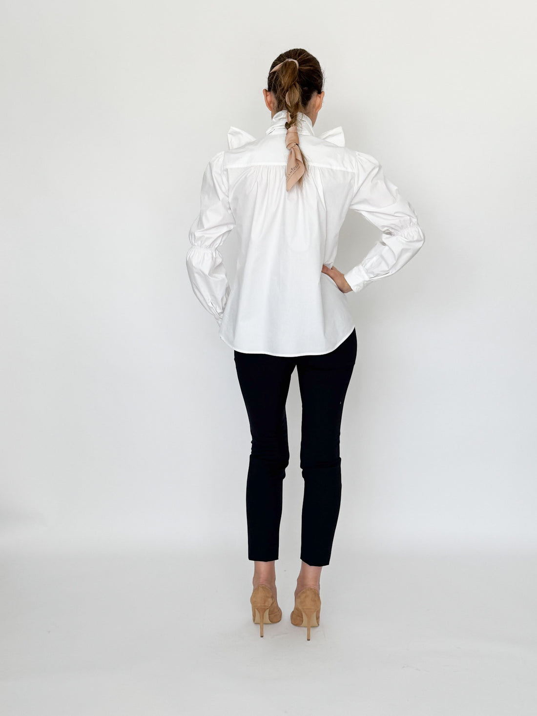 Cămașă elegantă cu fundă amplă la gât - idyllicstore