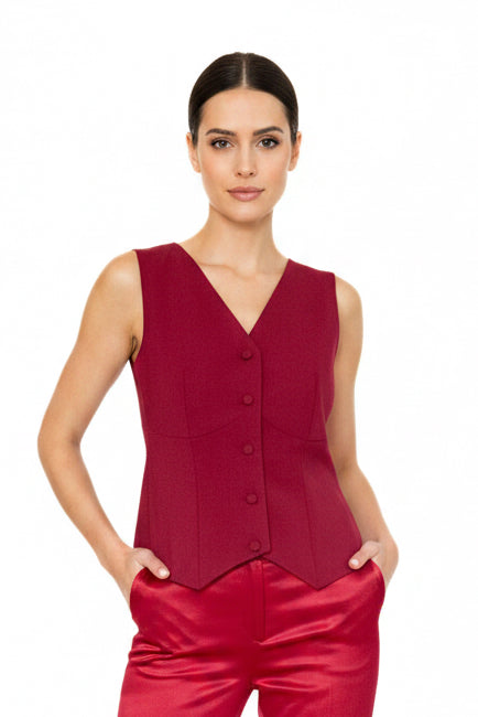 Vestă din stofă cu accente de corset - idyllicstore