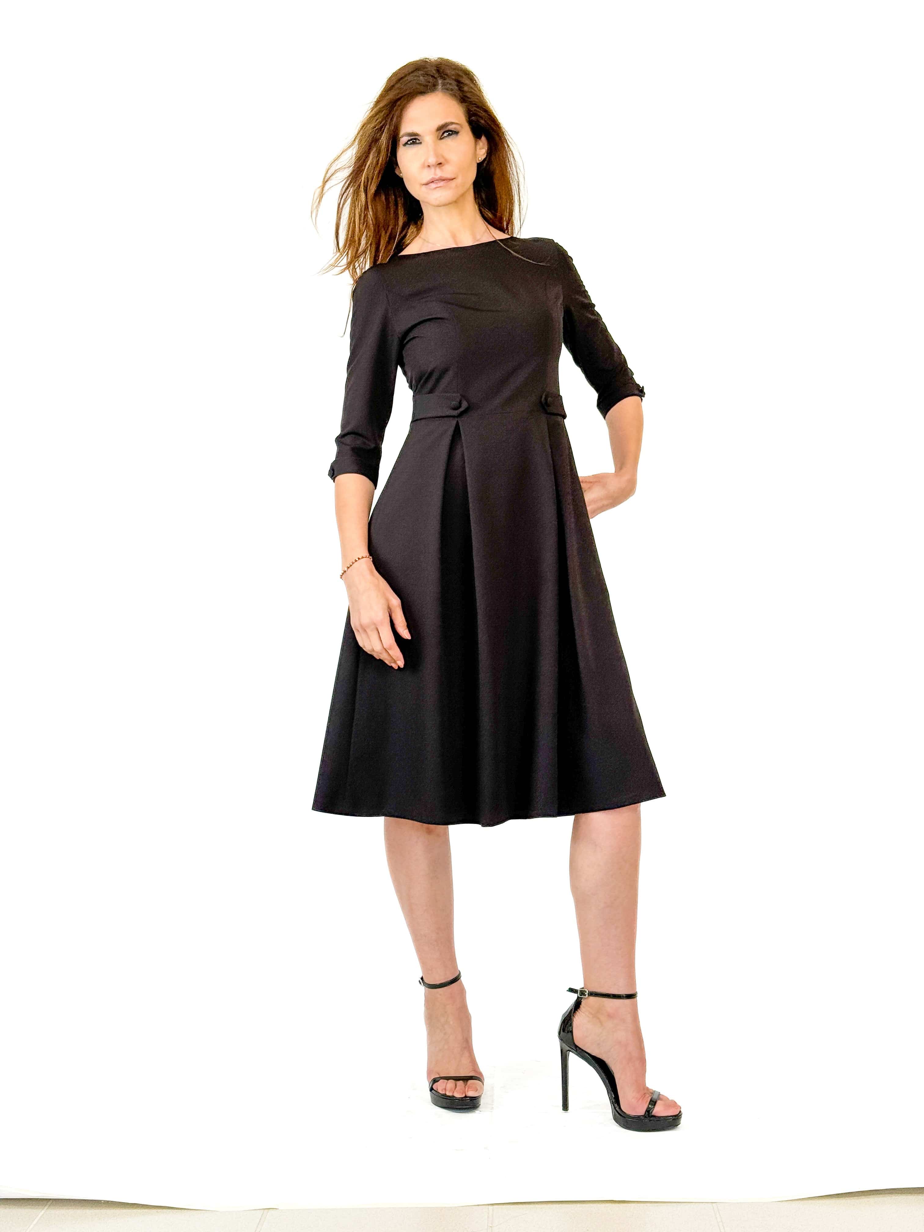 Rochie cu pliuri si decolteu barcuta 2 - idyllicstore
