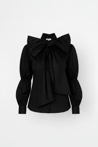 Cămașă elegantă cu fundă amplă la gât