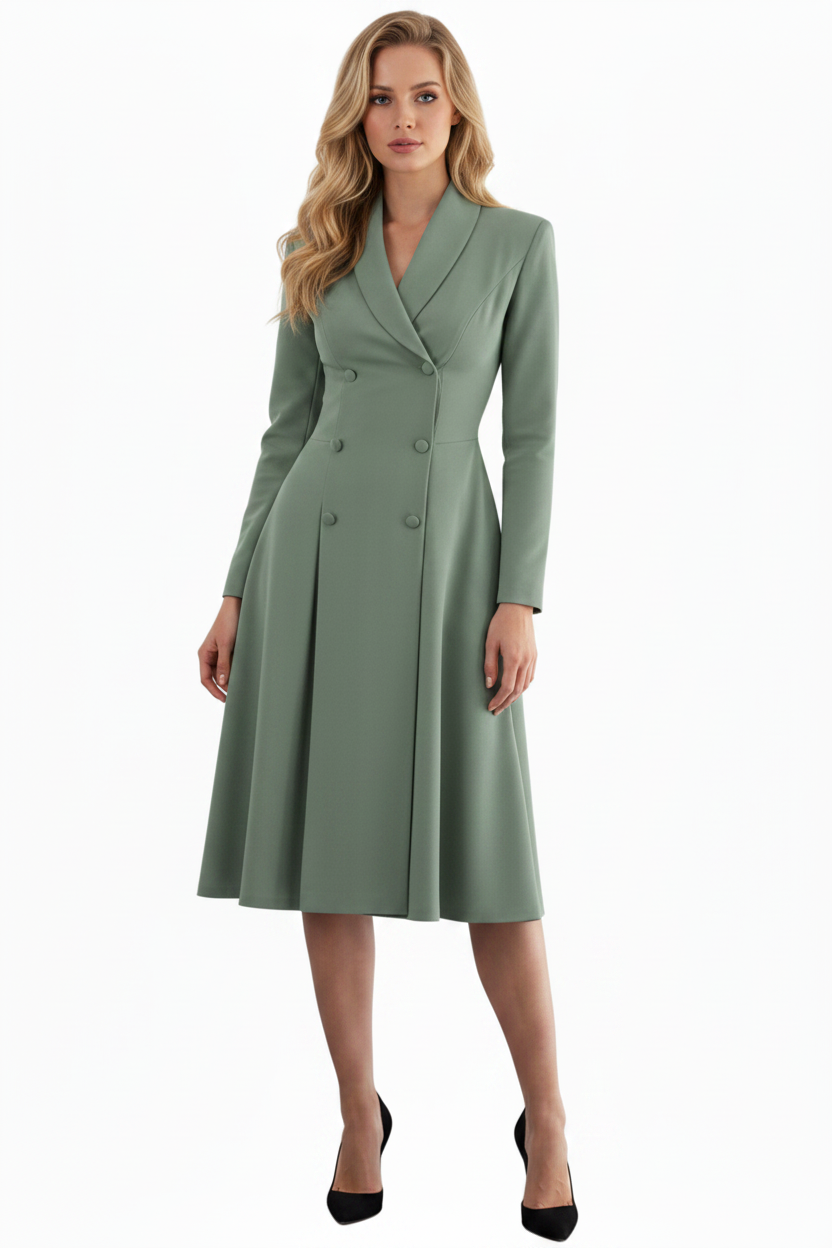 Rochie Blazer Elegantă cu Pliuri și Buzunare - idyllicstore