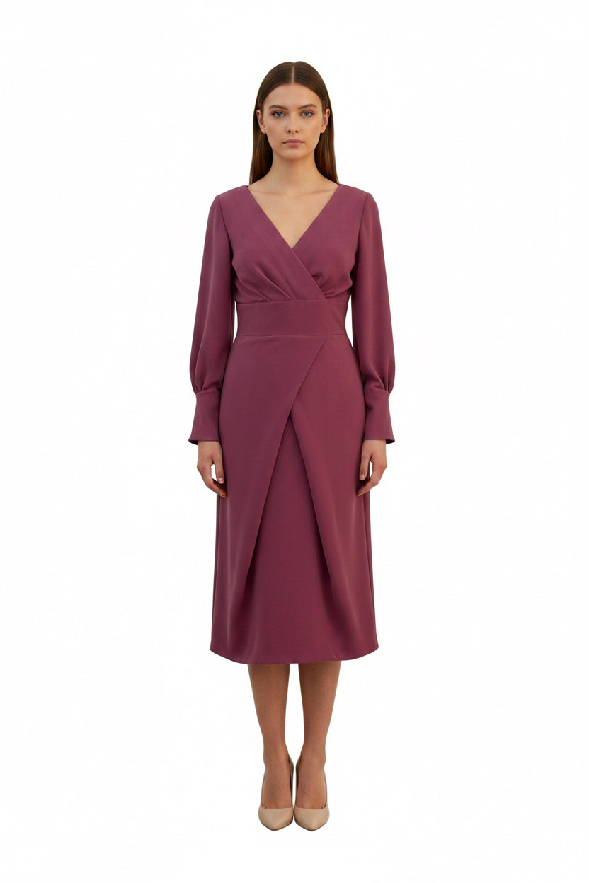 Rochie din crep cu maneca lunga