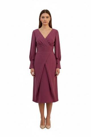 Rochie din crep cu maneca lunga
