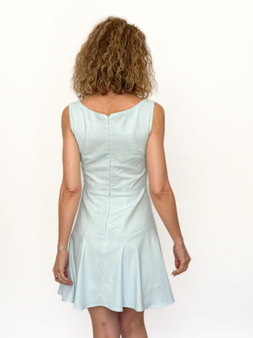 Rochie din In 100% Fără Mâneci cu Croială Geometrică