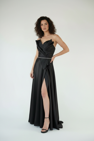 Rochie lunga din tafta cu slit