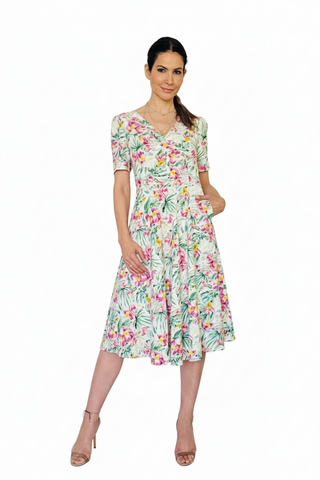Rochie eleganta din in imprimat 2
