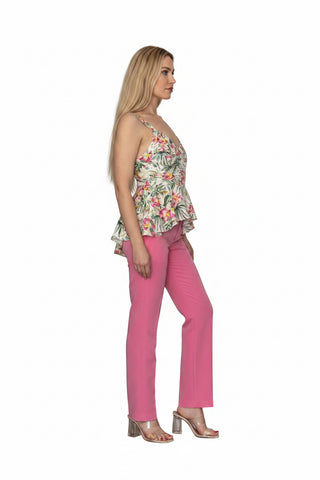 Top din In 100% cu Bretele Reglabile și Peplum Cloș