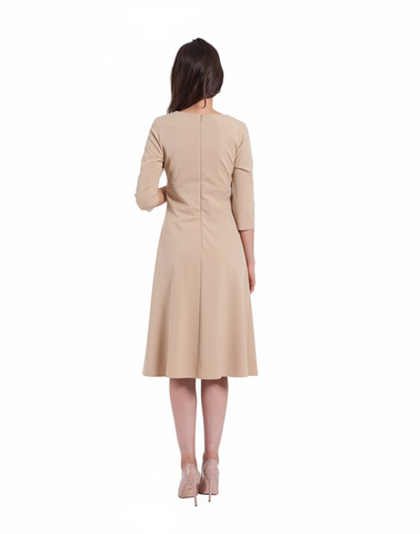 Rochie Midi Elegantă cu Guler Asimetric și Fustă în A - Idyllic