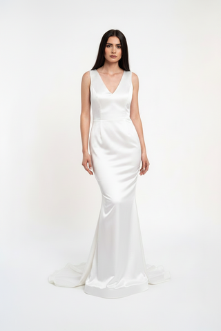 Rochie sirena din tafta cu decolteu in V 2